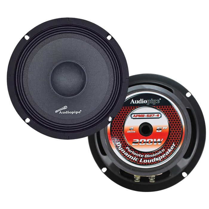 Audiopipe Pair of 6.5" 4-Ohm 100 Watt RMS Mid-range Loud Speaker APMB-627-4