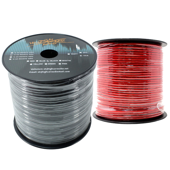 14 Ga CCA 500ft Black + Red Stranded Primary Ground Car Audio Wire Spools