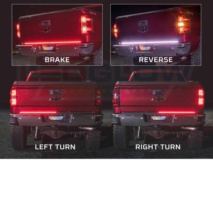 LEDGlow 2pc 60" Double Row LED Tailgate Light Bar with White Reverse Truck Light