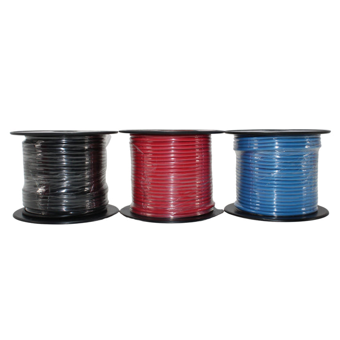 Audiopipe 3 Pack of 16 Ga 100 ft Spools CCA Primary Wire Red/Black/Blue