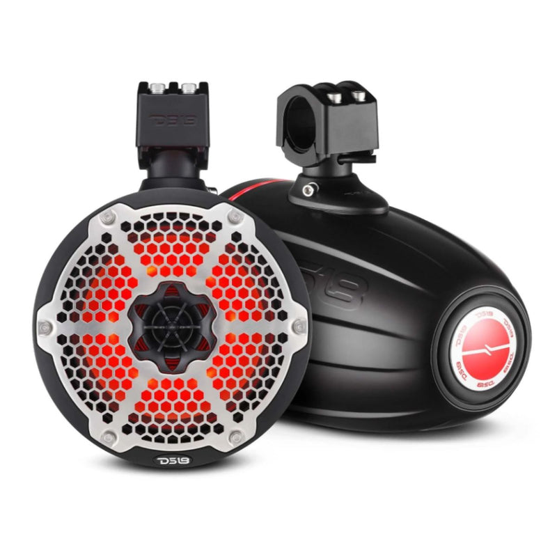 Pair DS18 8" RGB 180W RMS 4 Ohm Hydro Marine Tower Speakers NXL-X8TPNEO/BK