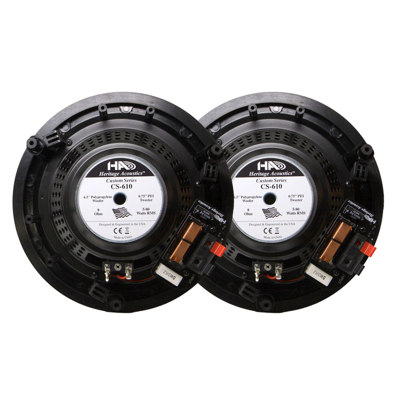 Heritage Acoustics 80 Watt 6.5" In-Ceiling/In-Wall Full Range Speakers Pair