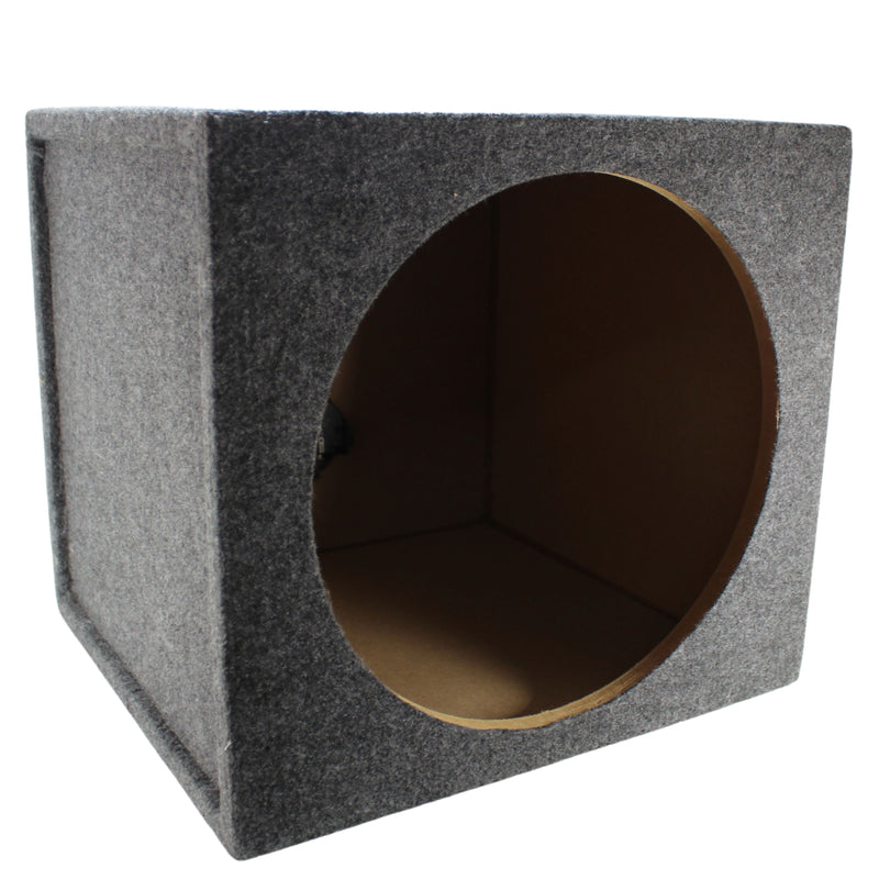 Single 15” Sealed Carpeted Subwoofer Box Made with Heavy-Duty MDF Construction