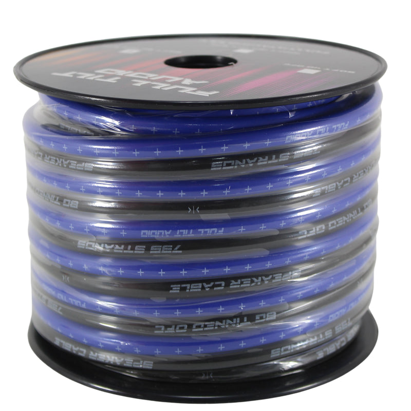 Full Tilt Audio 8 Gauge Tinned OFC Speaker Wire Blue/Black Lot Cut By The Foot