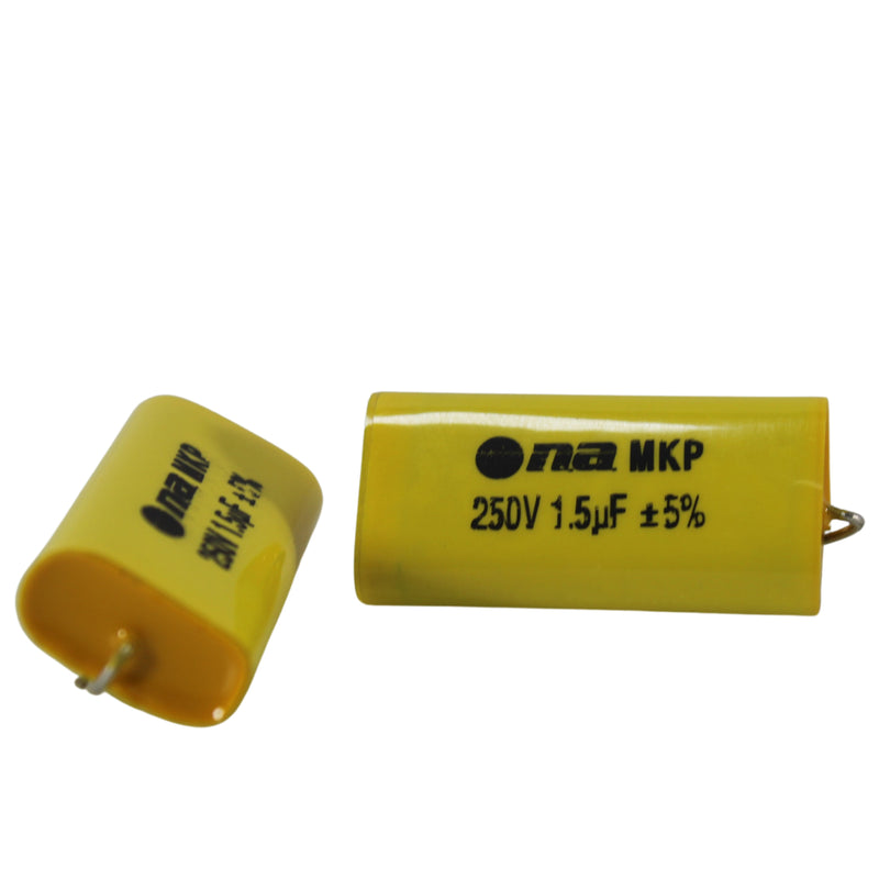 Pair of 1.5 Microfarad Bass Blocker 250 Volt Metalized Film Capacitors