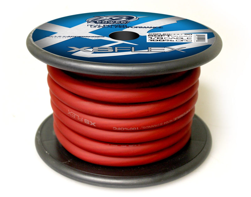 XS Power 1/0 AWG 100% Oxygen Free Copper XS Flex Power/Ground Wire Red Lot