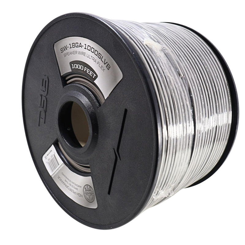 DS18 Car Audio 18 AWG CCA Speaker Wire Silver/Black Lot Cut By The Foot