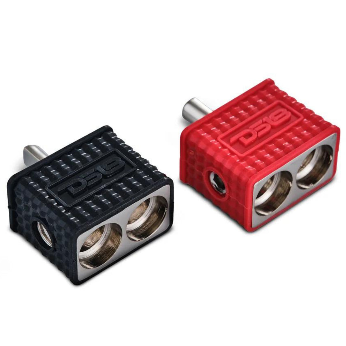 Reducer Amp DS18 Pair of Dual 0GA to 4GA Amp Input Reducers w/ Offset Stub & Silic ...