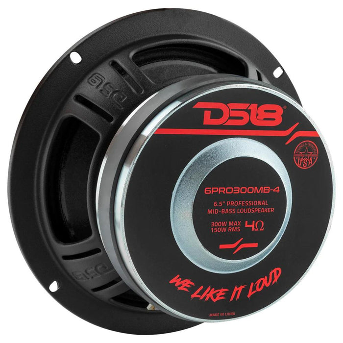 DS18 6PRO300MB-4 PRO 6.5" Mid-Bass Loudspeaker 300 Watts Max 4-Ohm Pro Audio