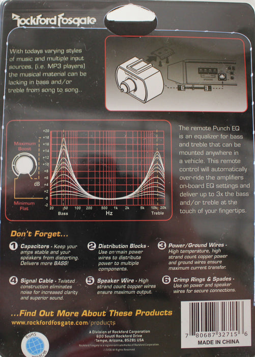 EQ Remote Control for 2007-Up Power and Punch Series Amplifiers Rockford Fosgate