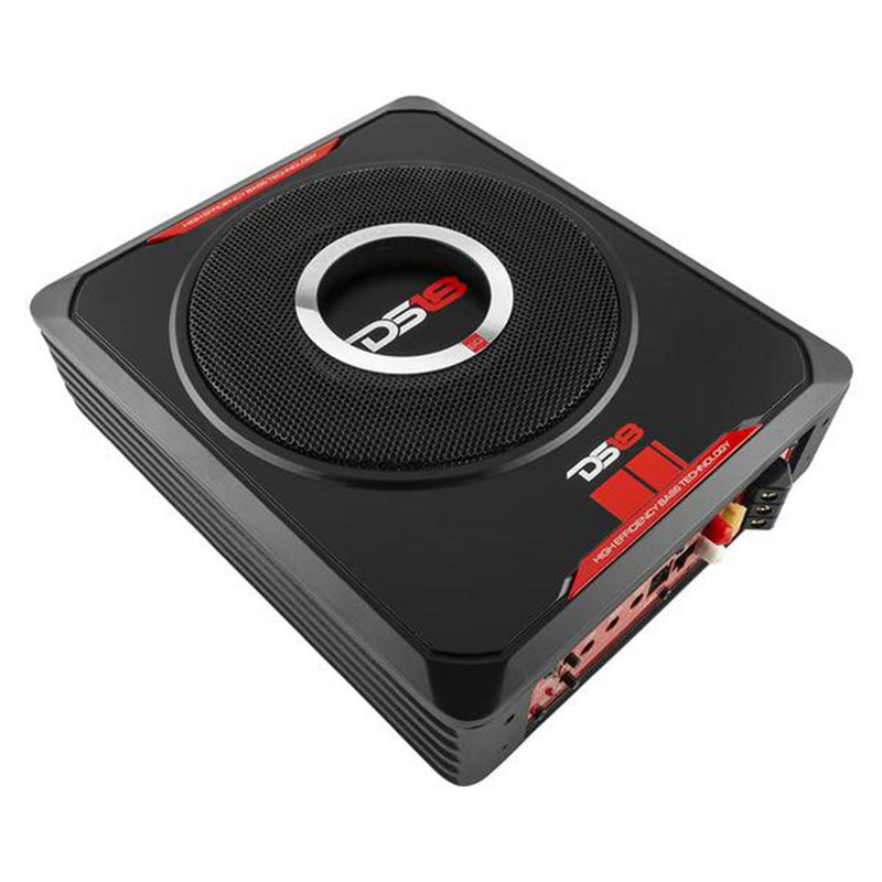 8" 600W Black Under-Seat Car Sub woofer Powered Bass Amplifier Slim DS18 SQBASS