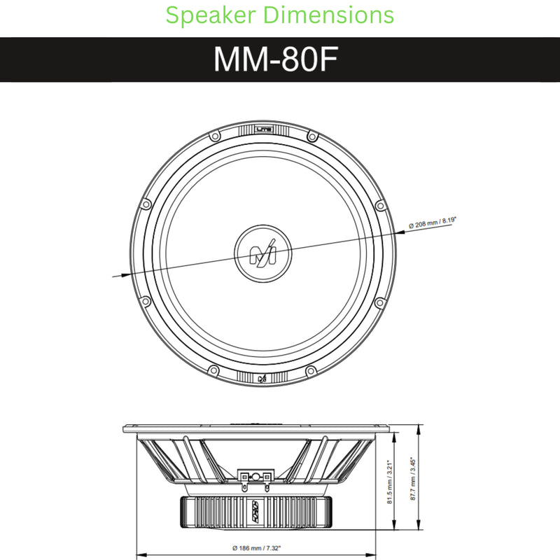 Deaf Bonce Machete Pair of 8" 4 ohm 130 Watts RMS Mid Range Speakers