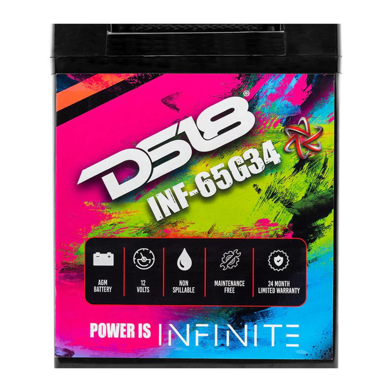 DS18 12 Volt Battery INFINITE 65AH 2000 Watt Group 34 780 AMP AGM INF-65G34AH