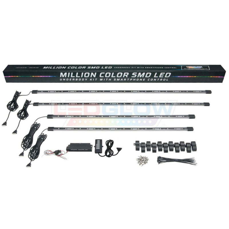 LEDGlow 4pc Million Color Bluetooth Car Underglow Lighting Kit