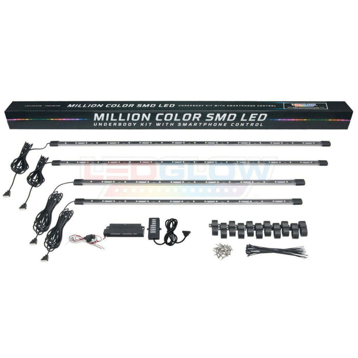 LEDGlow 4pc Million Color Bluetooth Car Underglow Lighting Kit