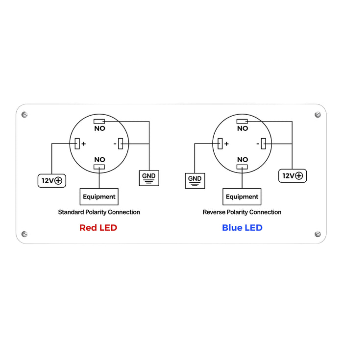 Blue and Red LED 15 Amp 12 Volt Momentary Push-Button Switch w/Rubber Grounding