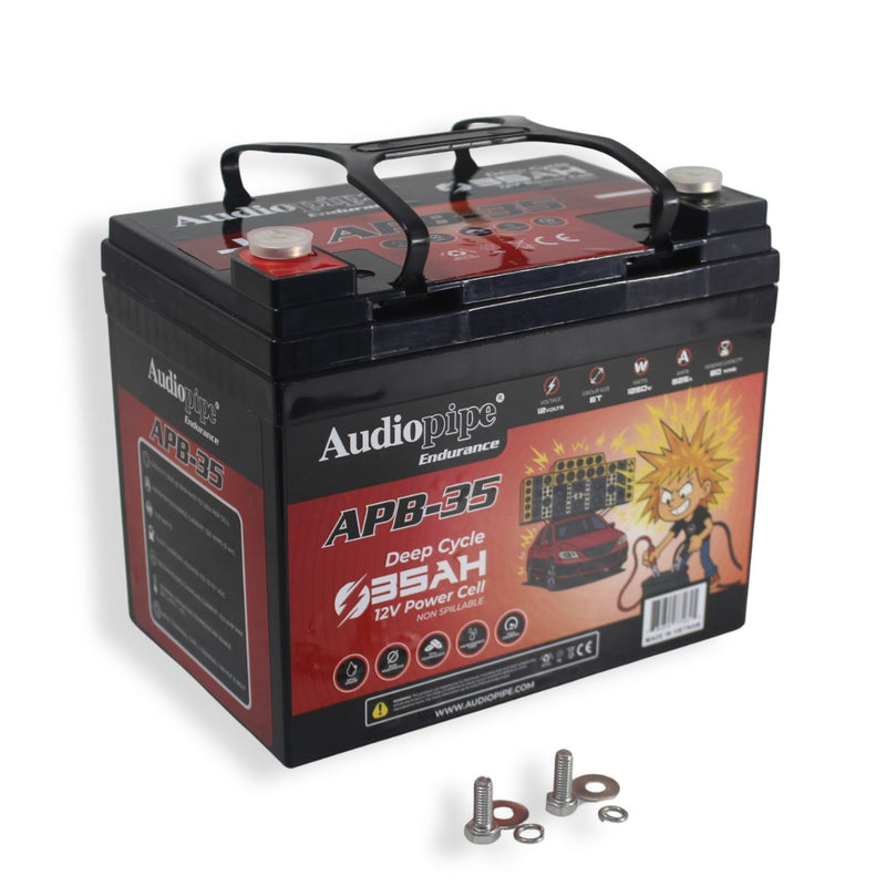 Audiopipe APB-35 12V 1250W 525Amp AGM Deep Cycle Power Cell Battery 35Ah