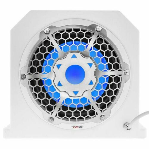 DS18 10" Subwoofer White Marine Box Loaded RGB LED 4 Ohm 700W NXL10SUBLD