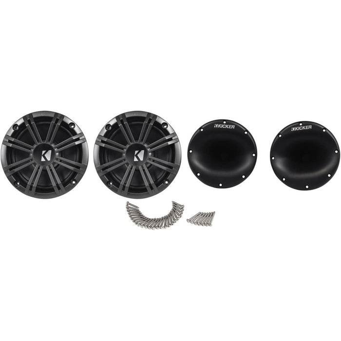 Kicker 6.75" 400W 4Ohm Marine HLCD Component Speakers & Horn Tweeters 41KMS674C