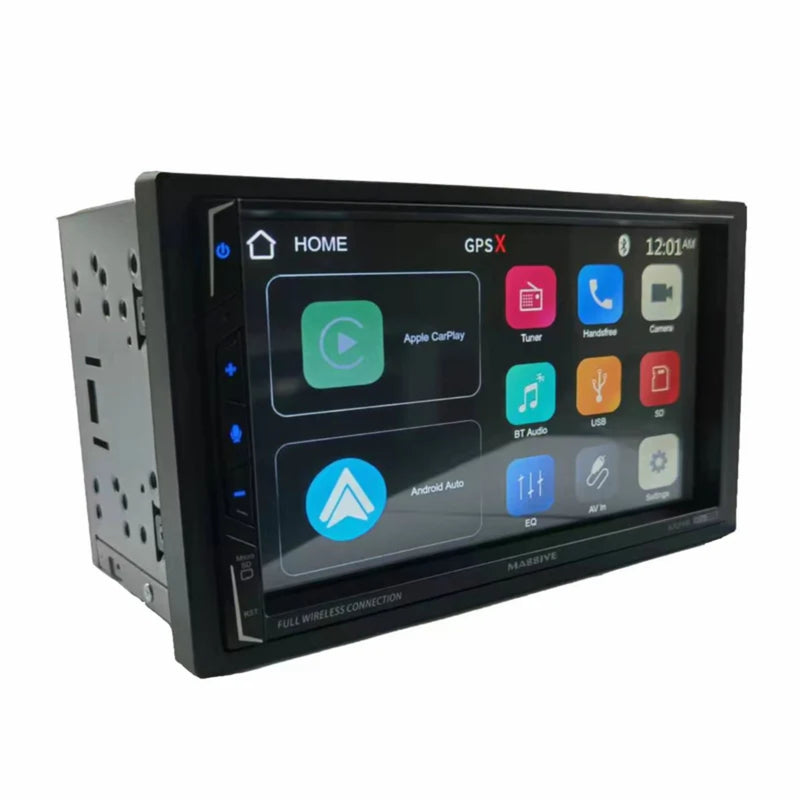 Massive Audio 7" Media Hub w/ CarPlay, Android, MP3, Bluetooth, AM/FM Radio