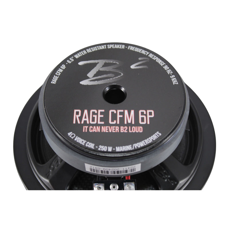 B2-RAGE6-CFM 6.5" Shallow Mount Water Resistant Speakers Pair 80W 3.3-Ohm
