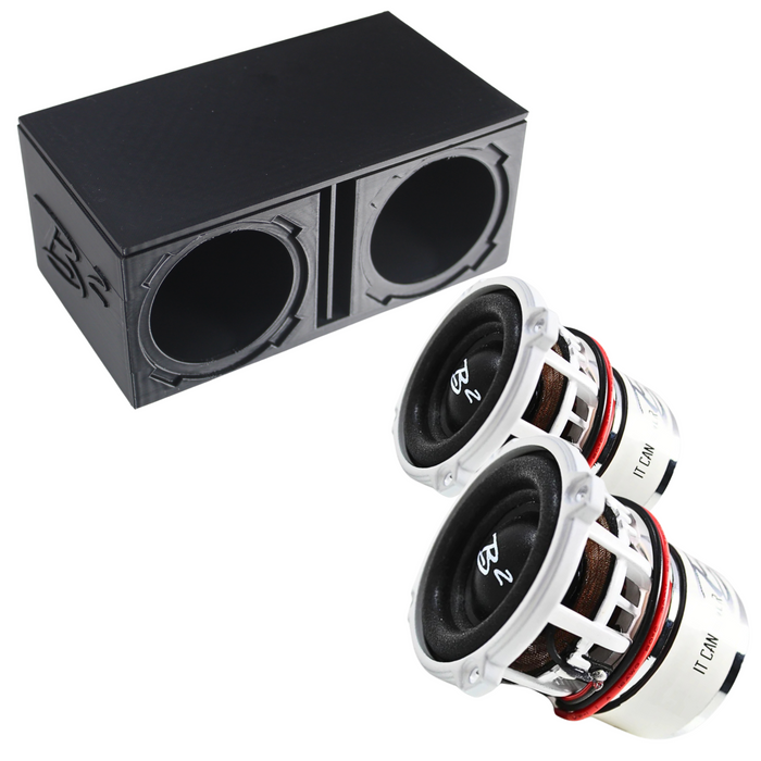 Dual Ported Subwoofer Box Enclosure w/2x B2 Audio Rampage RC2 2" Mini Subwoofers