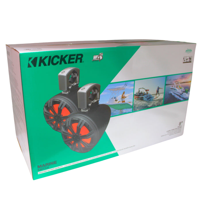 Kicker Pair of White 8" 300 Watt Marine Coaxial Tower System Speakers 45KMTC8W