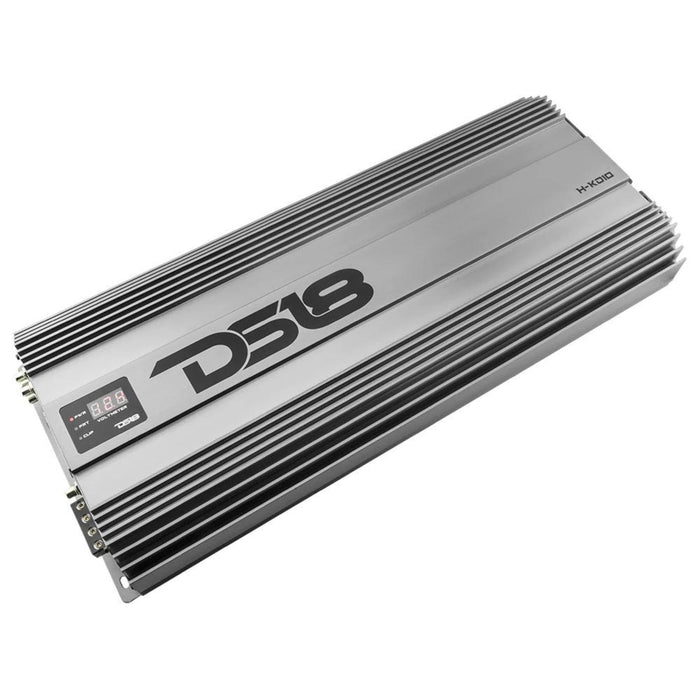 DS18 Hooligan KO Series Silver Monoblock 10K Watt 1-Ohm Amplifier H-KO-10/TI