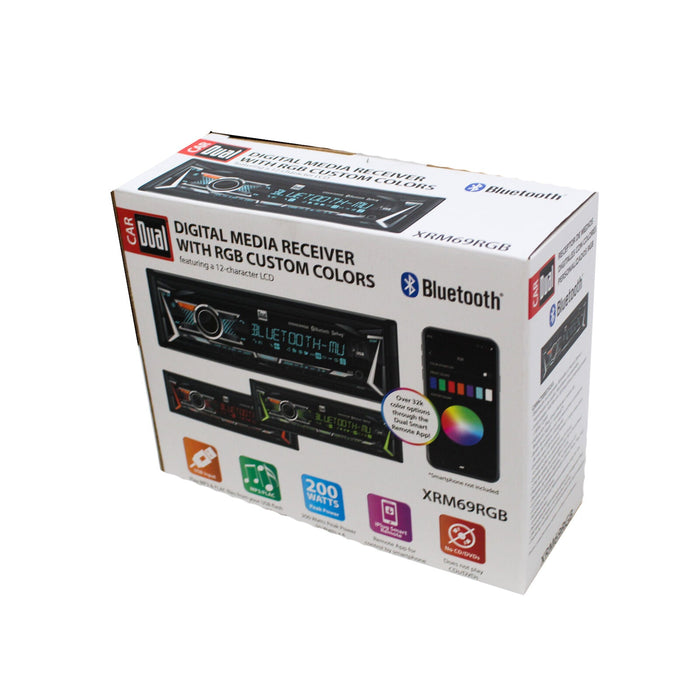 Dual XRM69RGB Single DIN AM/FM Digital Media Radio w/ Built-in Bluetooth