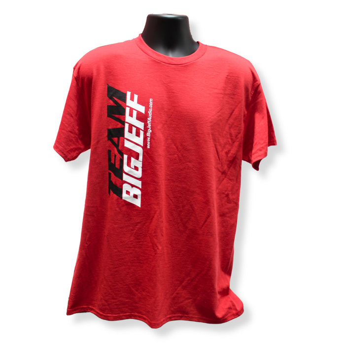 B2 Audio 100% Cotton T-Shirt Riot Guy Red Tee with Team Big Jeff Logo
