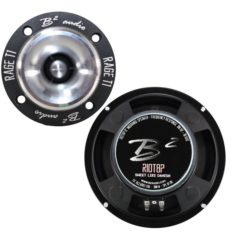 B2 Audio Speaker & Amplifier Combo RAGE1200.4 w/RIOT8P & RAGE T1 Neo