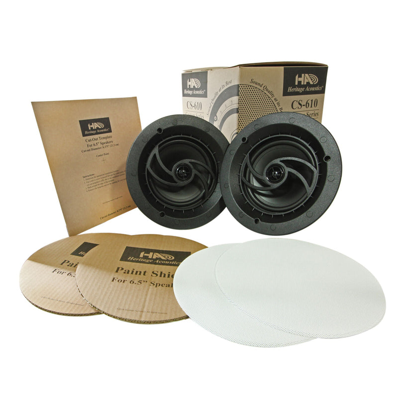 Heritage Acoustics 80 Watt 6.5" In-Ceiling/In-Wall Full Range Speakers Pair
