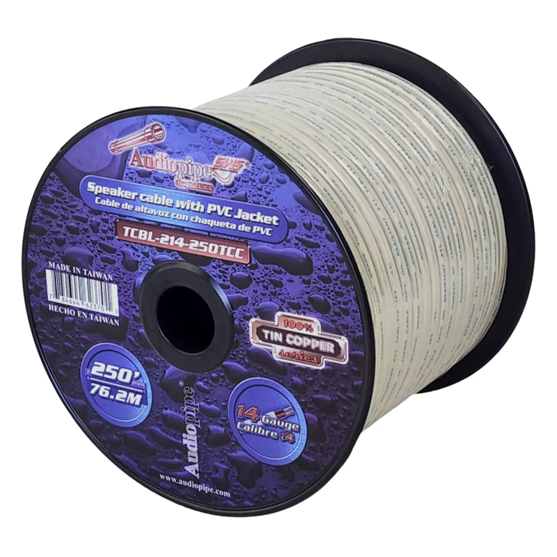 14 GA White PVC Jacket OFC Tin Copper Audiopipe Speaker Wire Lot Cut By The Foot