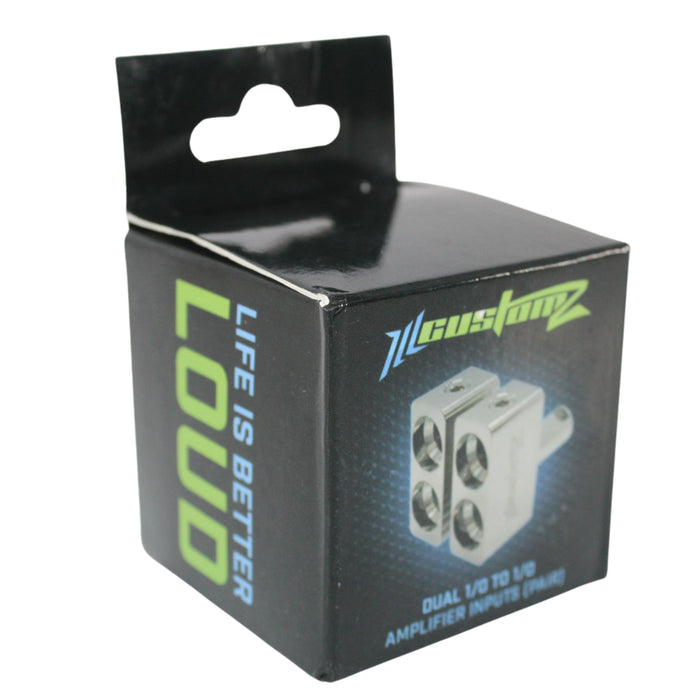 ILL Customz Dual 1/0 to Single 1/0 Amplifier Input Adapter 0-TO-0 Gauge