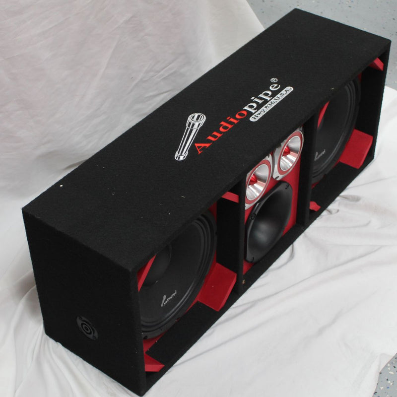 Red Loaded Speaker Box w/ 2x 10" Woofers, 6x 6" Drivers, 4x 4" Tweeters OPEN BOX