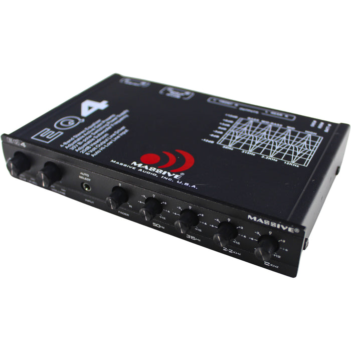 Massive Audio EQ4 1/2 DIN In-Dash 4-Band Graphic Equalizer OPEN BOX
