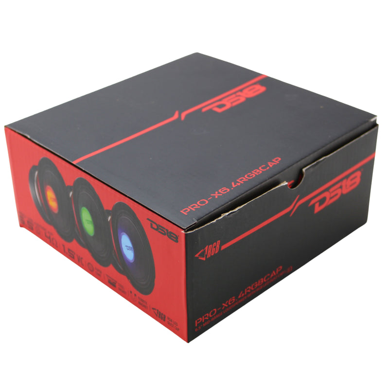 DS18 6.5" 4 Ohm 275W RMS Midrange Loudspeaker w/ RGB LED Lights PRO-X6.4RGBCAP