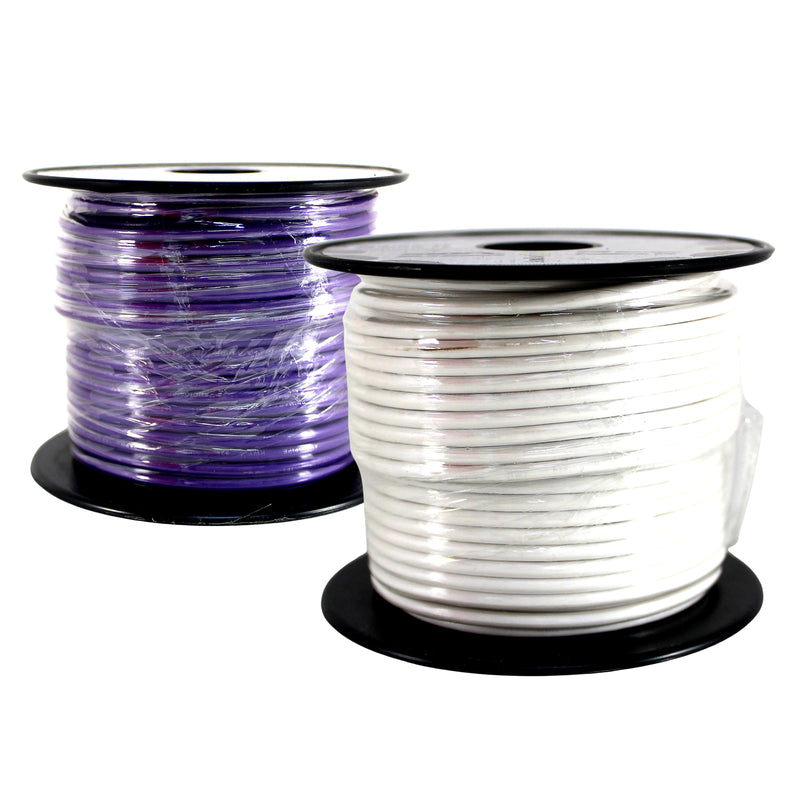 14 GA 100 FT Roll Purple White Stranded Spool of CCA Primary Power Ground  Wire Cable