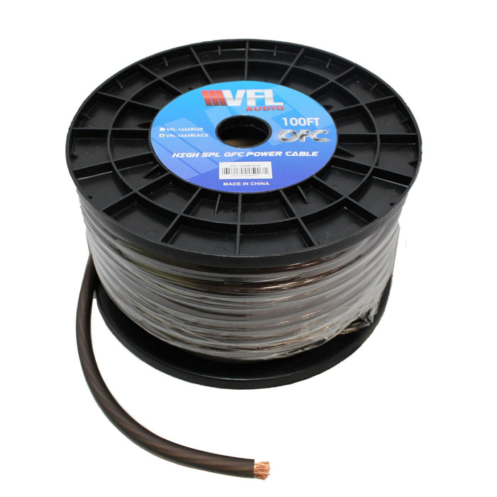 VFL 4 AWG Power Ground Wire Cable Copper American Bass 10Ft Black 4G-OFC-100-BK-10