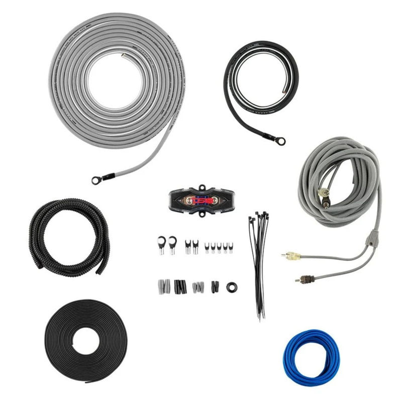 DS18 CCA 8GA Car Audio Amplifier Installation Kit Silver AMPKIT8-SL