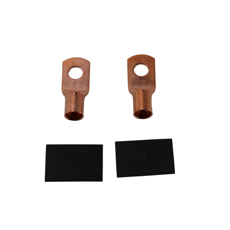 Pair of 0 Gauge 1/4 Inch Crimped style Copper Ring Terminal Lugs