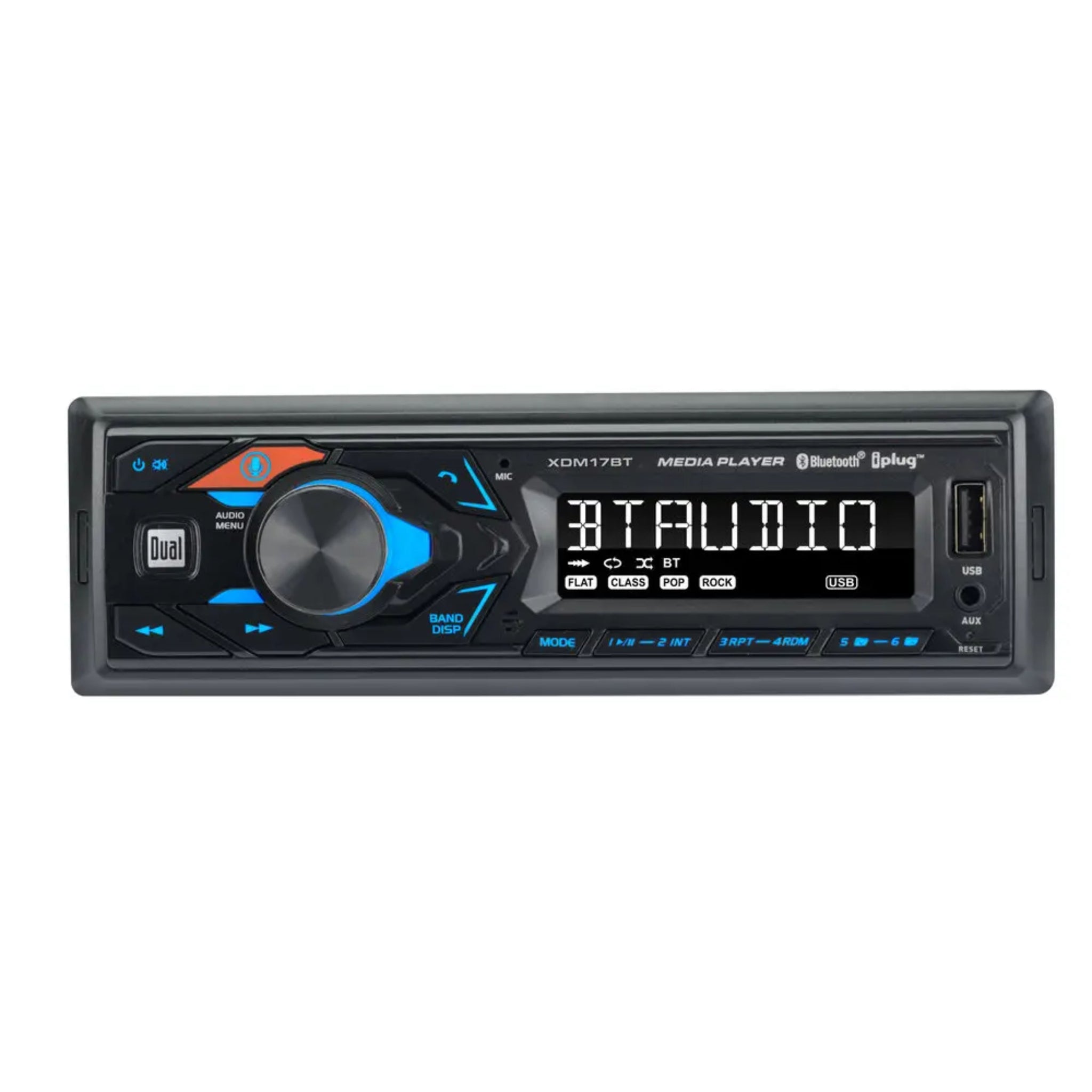 Single Din Bluetooth / USB / AUX / LCD Display Mechless Blue Backlit Stereo
