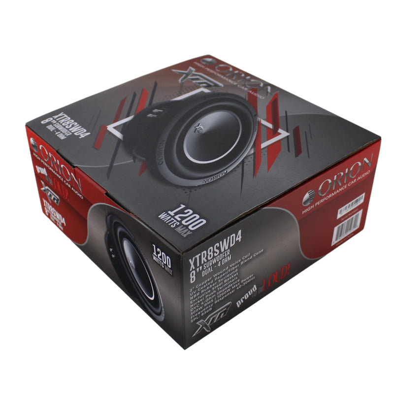 8" DUAL 4 OHM 300W RMS UV Coated Shallow Subwoofer XTR Series