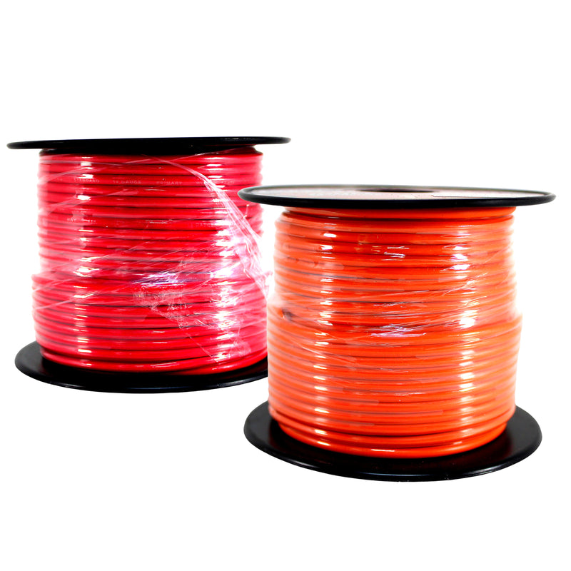 14 GA 100 FT Roll Red Org Stranded Spool of CCA Primary Power Ground Wire Cable