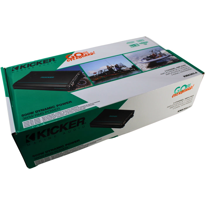 Kicker KMA Series 360W 4-Ch Class A/B Full Range Marine Amplifier / 48KMA3604