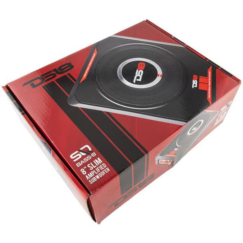 8" 600W Black Under-Seat Car Sub woofer Powered Bass Amplifier Slim DS18 SQBASS
