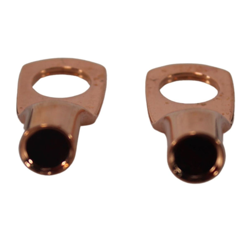 Pair of 8 Gauge 1/4 Inch Solder-Style Copper Ring Terminal Lugs w/ Heat Shrink