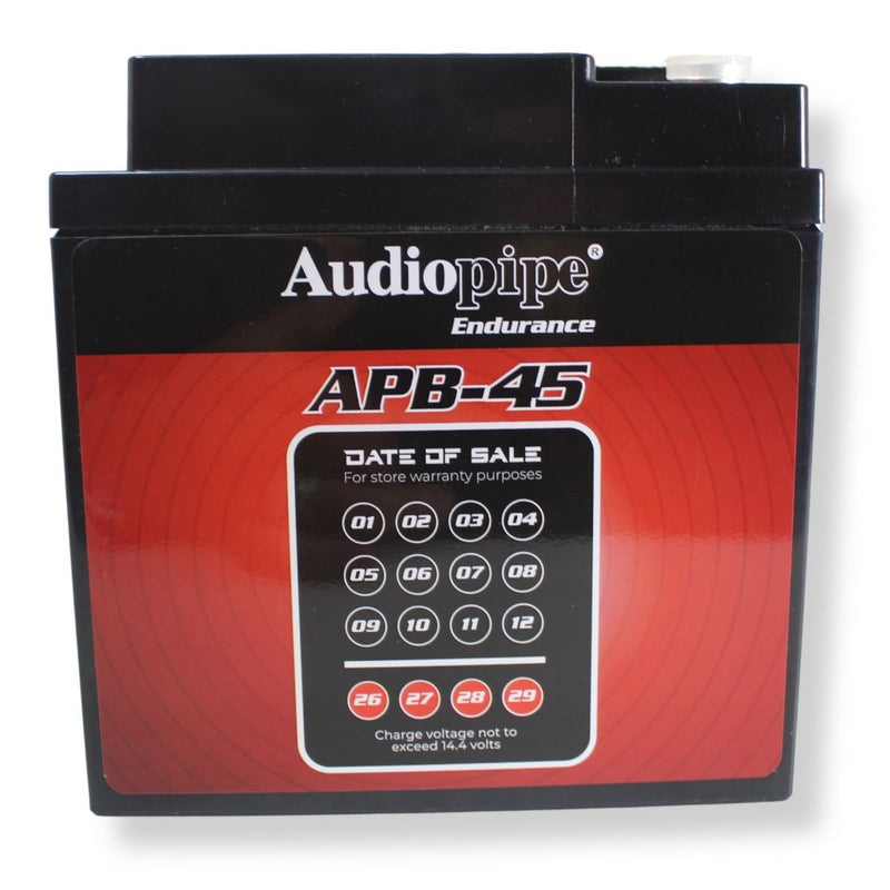 Audiopipe APB-45 12V 1500W 675Amp AGM Deep Cycle Power Cell Battery 45Ah