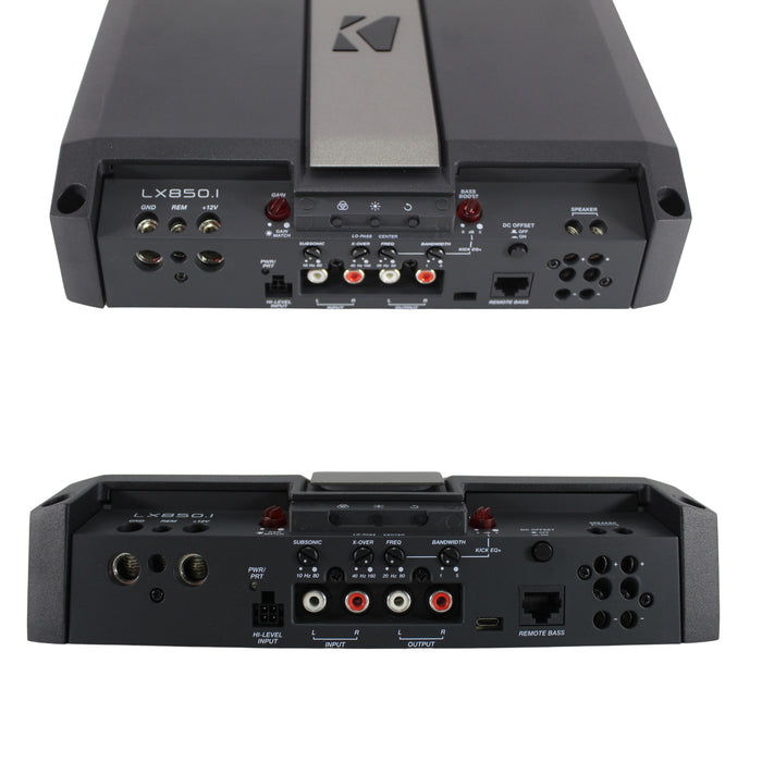 850W 1-Ohm Mono Class D Subwoofer Amplifier w/Smart Bass & LED RGB Center Panel