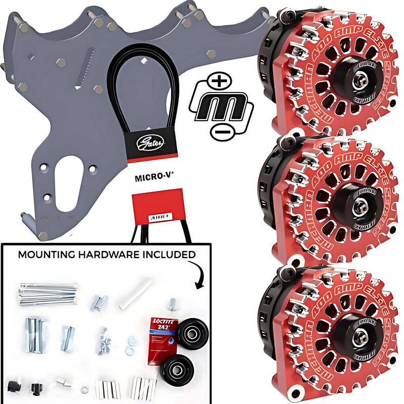 Mechman D301RD Triple Bracket Red Alternator Kit 99-04 GM Truck/SUV LS-engine